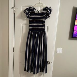 Stripped Ruffle Sleeve Dress